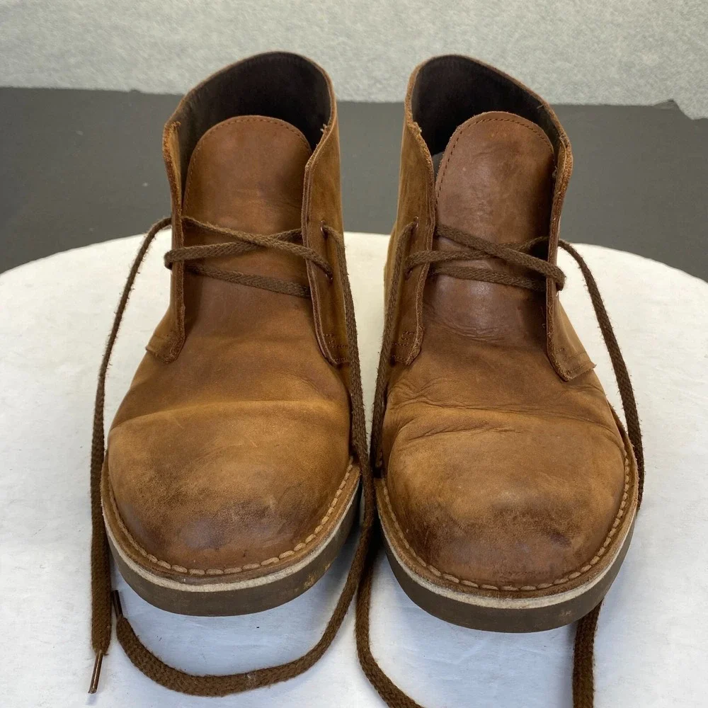 CLARKS Desert Chukka Boot Brown Leather Men's Size 9.5 M,Comfort,Ankle‎